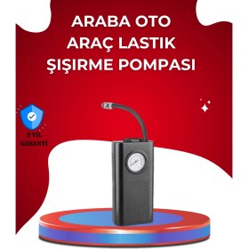 Resim USB Şarjlı Kompakt Elektrikli Hava Kompresörü 3000 Mah 