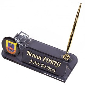 Resim Jandarma Kristal Masa İsimliği Terfi Hediyesi Masaüstü İsimlik 