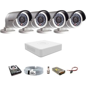 Resim Haikon 4 Kameralı Güvenlik Sistemi Dış-Mekan-Hdd-Jack-Bnc-Konnektör Proje Kamera 