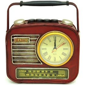 Resim Dekoratif Metal Radyo Saatli Kumbara Vintage Biblo Hediyelik 