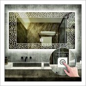 Resim Dnr-Mirror50xDnr-Mirror 70 cm Beyaz Ledli Tasarım Kumlamalı Dokunmatik Tuşlu Banyo Aynası Makyaj Aynası Işıklı Ayna 