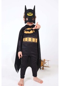 Resim Batman Çocuk Kostümü - Maskeli Pelerinli Batman Kostümü Betmen 