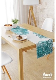 Resim Desenli Baskılı Süet Runner Masa Örtüsü 