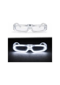 Resim Beyaz Led Işıklı Parti Gözlüğü 3 Modlu Glow & Gece Eğlence Gözlüğü 