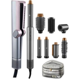 Resim Hava Üflemeli Düzleştirici ve 7 Başlıklı Çok Amaçlı Saç Şekillendirme Seti 