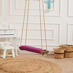 Resim Ahşap Piknik Salıncak - Mor 
