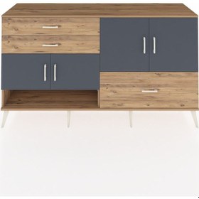 Resim Hyperion Konsol 3 Raflı 3 Çekmeceli 4 Kapaklı 176x44x99 Çam-antra Çam-antrasit/çam 