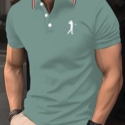 Resim Erkekler için Nefes Alabilir Yaka Gömlek - Mint Yeşili Golf Baskılı, Düzenli Kesim Günlük Golf & Yazlık Üst, Makinede Yıkanabilir Spor Giysi, Dayanıklı 