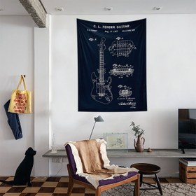Resim Fender Stratocaster Gitar Navyblue Duvar Örtüsü - 60 cm x 90 cm 
