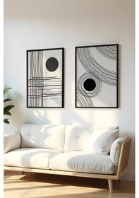 Resim Huhuli Ahşap Siyah Çerçeveli 2 Parça Set Tablo Huhu59 