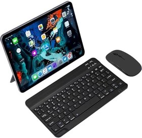 Resim Apple Uyumlu iPad A16 11" Model Tablet Için Uyumlu Slim Şarjlı Bluetooth Klavye Ve Mouse Seti (Siyah) 