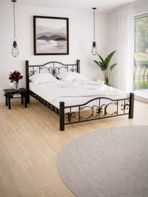 Resim ARGİMO Yakamoz Ferforje Ahşap Metal Karyola Siyah 