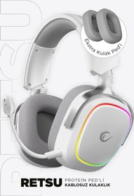 Resim Rampage RETSU Triple Mode (Kablosuz/Bluetooth/2.4G) Protein Deri Extra Pad Oyuncu Kulaklığı 