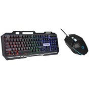 Resim Hytech HKM-X86 Quin USB Gökkuşağı Aydınlatmalı Siyah Oyuncu Klavye ve Mouse Seti 