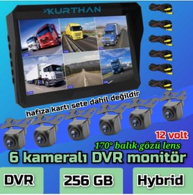 Resim Twogo 10 Inç 6 Kanallı 170 '' 6 Kameralı Hybrid Dvr Araç Monitörü Go-6006 