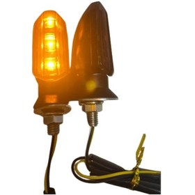 Resim Carub Motosiklet Sinyal Lamba Üniversal 12v Füme Cam Sarı Led 2li 