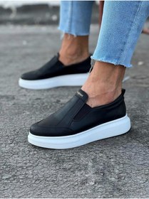 Resim WG Fashion Mp049 Bt Bağcıksız Lastikli Ortopedik Yüksek/kalın Taban Erkek Sneaker Siyah 