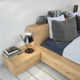 Resim Enjoy Life Masif Panel Ahşap Karyola ve Komodinli Takım Yatak 