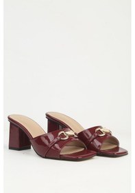 Resim Pierre Cardin Kadın Bordo Rugan Topuklu Terlik Pc-55761 Bordo 