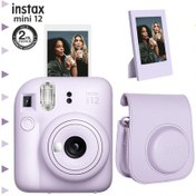 Resim Fujifilm Instax Mini 12 Fotoğraf Makinesi + Çerçeve + Deri Kılıf Lila 