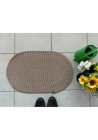Resim Jüt Düz Banyo Paspası Oval 45 X 75 Bej 
