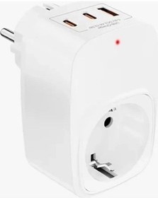 Resim Tekli Yüksek Voltaj Korumalı Duvar Prizi 2x Type-c 1x Usb Çıkışlı Priz Grup Priz Çoğaltıcı Beyaz 1 