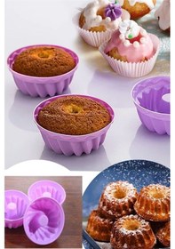 Resim Harika Avm 6 Lı Mini Göbekli Silikon Muffin Kek Kalıbı Renk: Lila Silikon Mor Diğer 