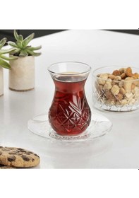 Resim Timeless Kesme Kristal Çay Bardağı Seti Takımı 12 Parça Çay Seti 96992 Şeffaf 