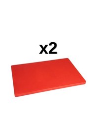 Resim 2'li Türkay 60x40x4 Cm Polietilen Kesme Tahtası Kesim Levhası Kırmızı 4795 