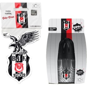 Resim Beşiktaş BJK Lisanslı Asma Oto Kokusu Kartal + BJK Lisanslı Kavanoz Ortam Araç Kokusu Gool Kokusu 