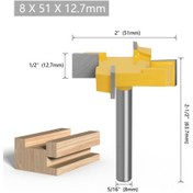 Resim Qingmipy Geniş Kesim Alanlı 4-bıçaklı T Tipi Ahşap Freze Ucu - 1/2, 8, 12 Sap Seçenekli, Hassas Kesim Ve Dekorasyon İçin 8 51 1/2 