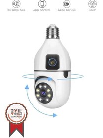 Resim Torima Cmr-13 Çift Kameralı 360° Full Hd 1080p Ampül Smart Ip Güvenlik Kamerası 
