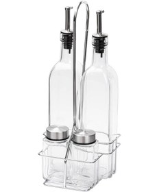 Resim Tnt-8695835410449-sın 807800203-metal Standlı 4lü Cam Sosluk Seti 500ml/80ml Şeffaf 