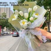 Resim 1 adet 900 cm Polyester Elyaf Çiçek Kurdelesi Buketler ve Hediyeler İçin – Çiçek Sarma ve El Sanatları Projeleri İçin Yarı Saydam Şeffaf Organze Kurdele 
