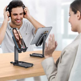 Resim Vendas VDS-095 Metal Gövdeli Katlanabilir Masa Üstü Telefon ve Tablet Tutucu 