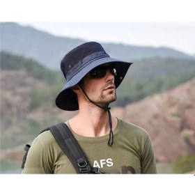 Resim Reva Snap Düğmeli Yürüyüş Ve Avcılık Panama Şapkası Fileli Unisex Lacivert 