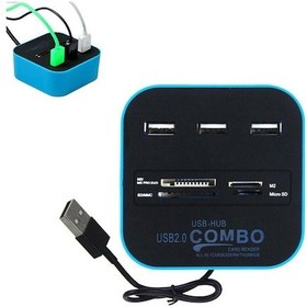 Resim 3 Port Usb 2.0 Hub Usb Çoklayıcı Usb Kart Okuyucu Mavi 
