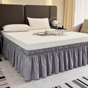 Resim 3 Taraflı Yatak Örtüsü ve 1 Elastik Bantlı Lodge Tarzı Elastik Fırfırlı Yatak Eteği - Kolay Takılır, Rahat, Makinede Yıkanabilir Polyester Yatak Eteği - İkiz, Tam, Kraliçe, Kral Yataklara uyar 
