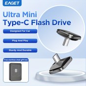 Resim EAGET 64GB Ultra Mini Type-C USB Flash Sürücü, Metal Düğme Tak ve Çalıştır Bellek Çubuğu iPhone 16/15, PC/Bilgisayar, Paslanmaz Çelik Hediye Kutusu ile 