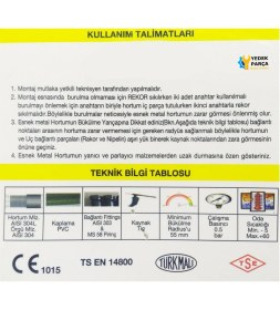 Resim Ocak Fırın Gaz Doğalgaz Bağlantı Fleksi 50 cm Yeni Tip Flex Örgülü Hortumu Flexi 