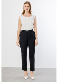 Resim Ekol Kadın Büyük Beden Krep Kumaş Pantolon 2038 Siyah Siyah 