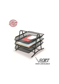 Resim Metal Perfore Evrak Rafı Hareketli 3lü Syah 