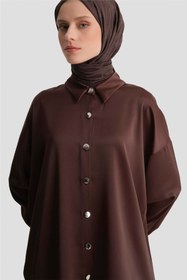Resim Armine Saten Tunik Acı Kahve 