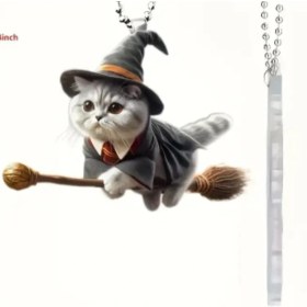 Resim Elit ELİT81 2d Akrilik Harry Potter Sihirli Uçan Kedi Sırt Çantası Anahtarlık Için Süs Eşyası 