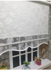 Resim Storburada Çift Mekanizmalı Kirli Beyaz Tül Perde Ve Ekru Stor Perde Stb1093 Beyaz 