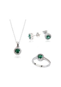 Resim 925 Ayar Gümüş Yeşil Tek Taşlı Set 