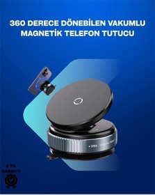 Resim Güçlü Manyetik Tutuşlu 360 Döner Araç Telefon Tutucu - Vakumlu Montajlı Çok Renkli 