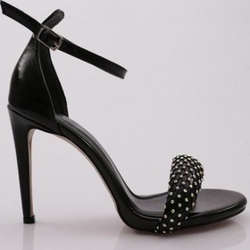 Resim Dgn 2040 Kadin File Detayli Taş İşli Topuklu Ayakkabi 2040-2219-R203 Siyah - Metalik 