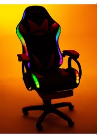 Resim Sports Aurora Oyuncu Koltuğu Rgb Işıklı Masaj Özellikli Baldır Dayama Gaming Chair Full Siyah Siyah 