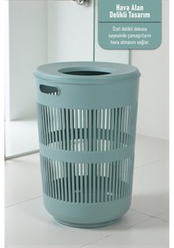 Resim İronika Solara Dekoratif Kirli Çamaşır Sepeti Oyuncak Sepeti 60 Litre - Yeşil Yeşil 